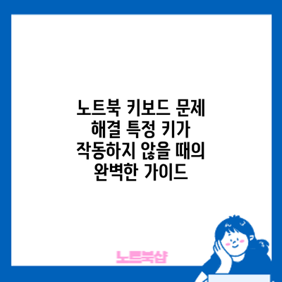 노트북 키보드 문제 해결: 특정 키가 작동하지 않을 때의 완벽한 가이드