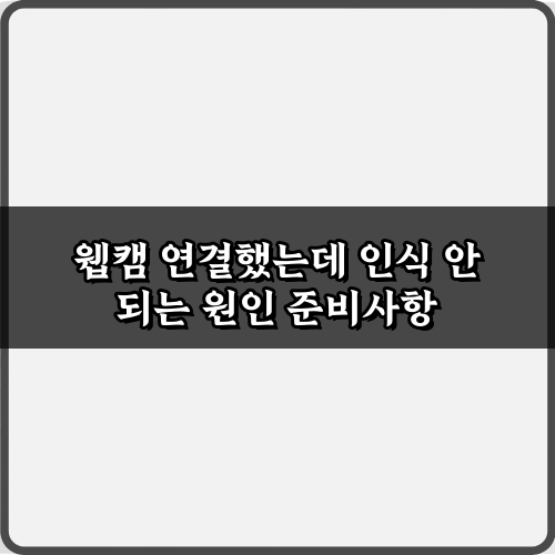 웹캠 연결했는데 인식 안 되는 원인, 5가지 완벽 해결 가이드