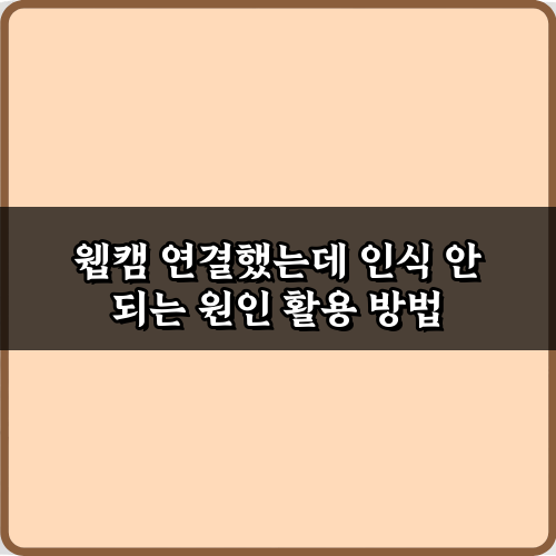 웹캠 연결했는데 인식 안 되는 원인, 5가지 완벽 해결 가이드
