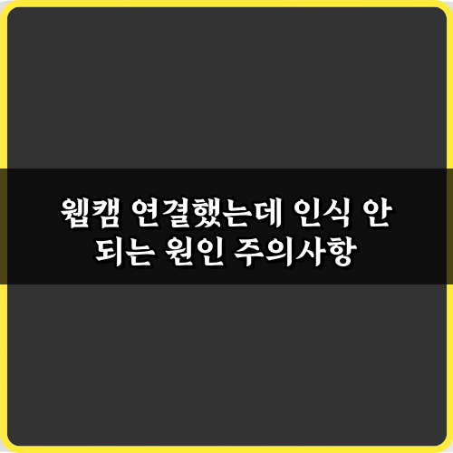 웹캠 연결했는데 인식 안 되는 원인, 5가지 완벽 해결 가이드
