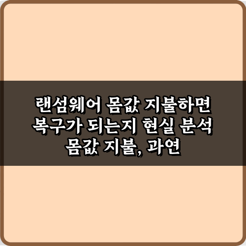 랜섬웨어 몸값 지불하면 복구가 되는지 현실 분석: 실패율 90%의 진실