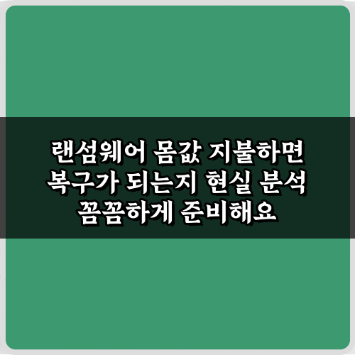 랜섬웨어 몸값 지불하면 복구가 되는지 현실 분석: 실패율 90%의 진실
