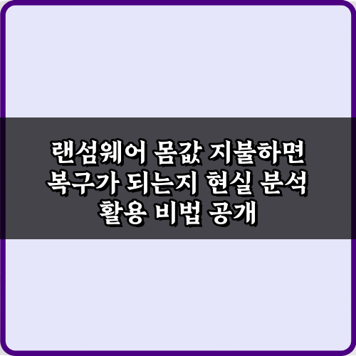 랜섬웨어 몸값 지불하면 복구가 되는지 현실 분석: 실패율 90%의 진실